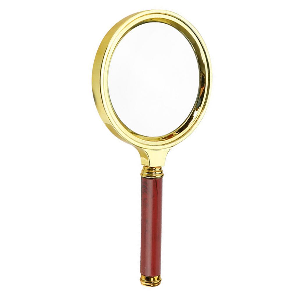 Magnifying Glass Wooden Handle 10x Magnification Zinc Alloy Frame Portable 155x70x15mm Handheld Reading Magnifier