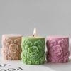 Embossed Rose Flower Cylindrical Candle Silicone Mold 3D Craft Gypsum Resin Cement Mold Valentine's Day Gift Decoration Wedding