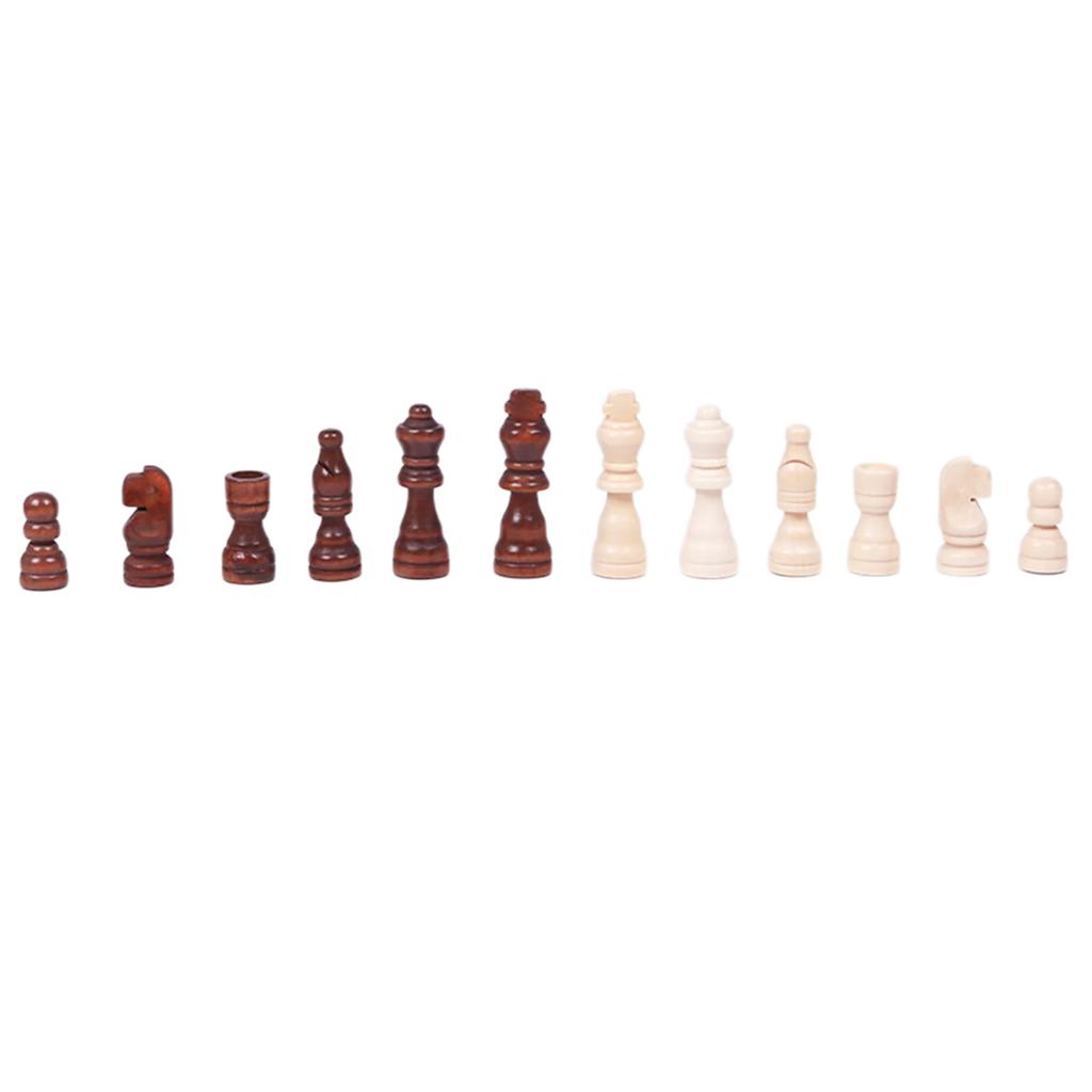 32Pcs Hand Carved Wooden Chess Pieces Portable Tournament Chessmen International Chess Figures for Chess Board Game