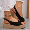 2026 Woman Summer Thick Bottom Beach Shoes Fashionable Peep Toe Platform Sandals for Women Buckle Strap Wedge Sandalias