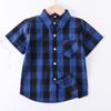 Children's Casual Plaid Shirt With Lapel And Short Sleeves