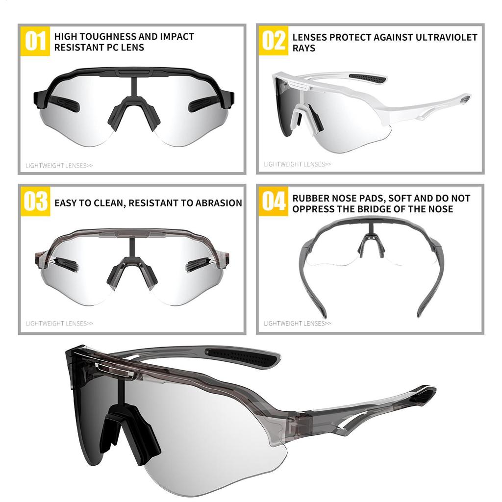 Outdoor Cycling Sunglasses UV400 Windproof Mountain Bike Eyeglass Anti-Glare Sports Eyewear for Fishing Running Driving Hiking