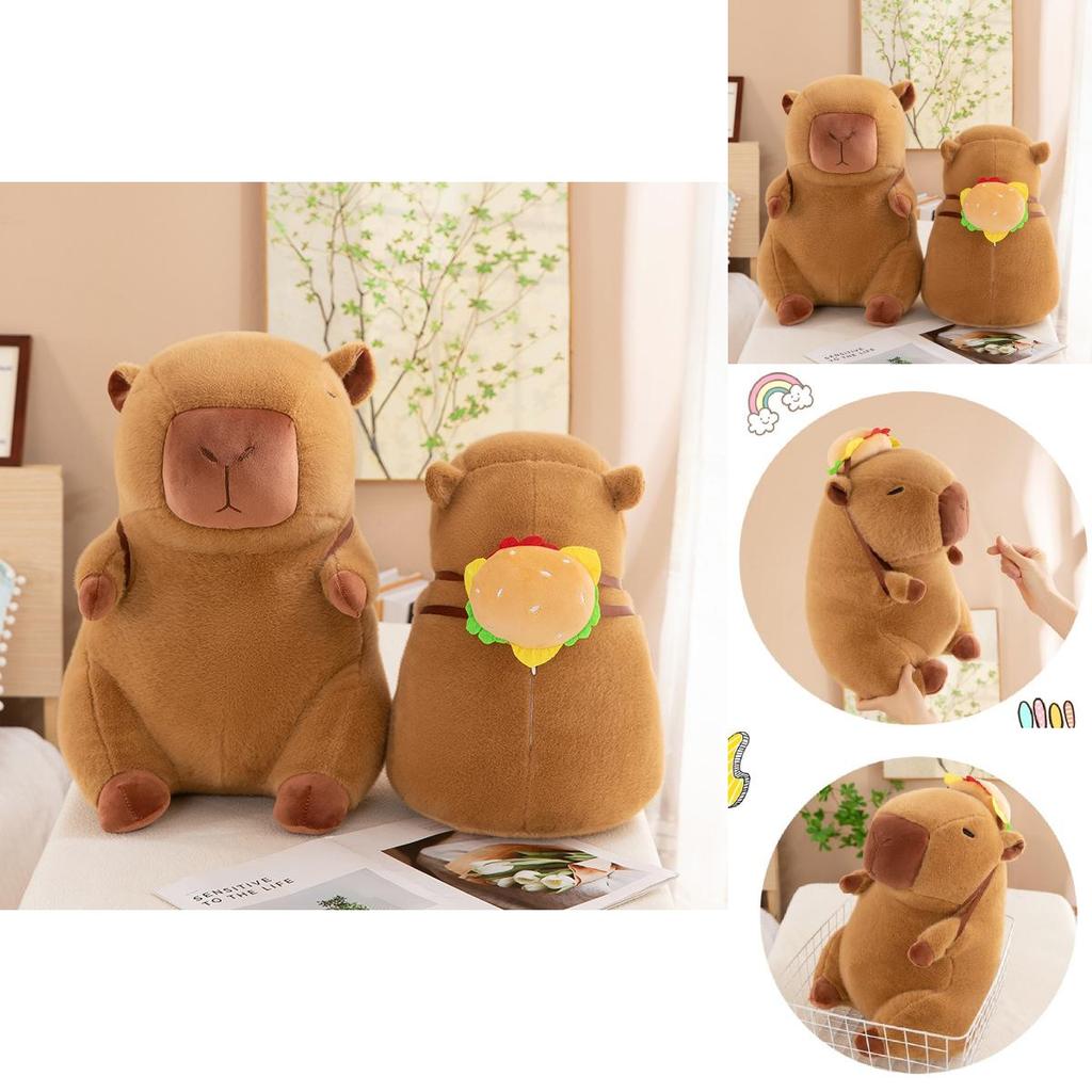 Adorable Hamburger Backpack Capybara Plush Toy For Kids Soft And Cuddly Stuffed Animal