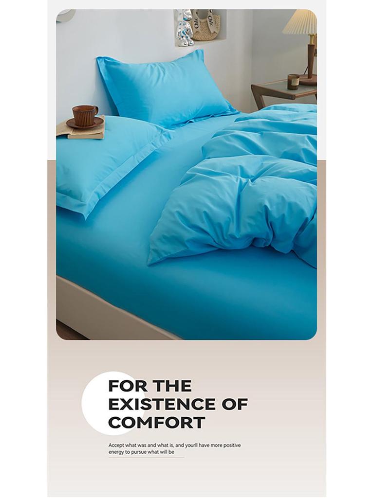 Nordic Minimalist Solid Color Cotton Bed Sheet and Duvet Cover Set (1.5m/1.8m) - Pure Cotton, 200x230 Cm