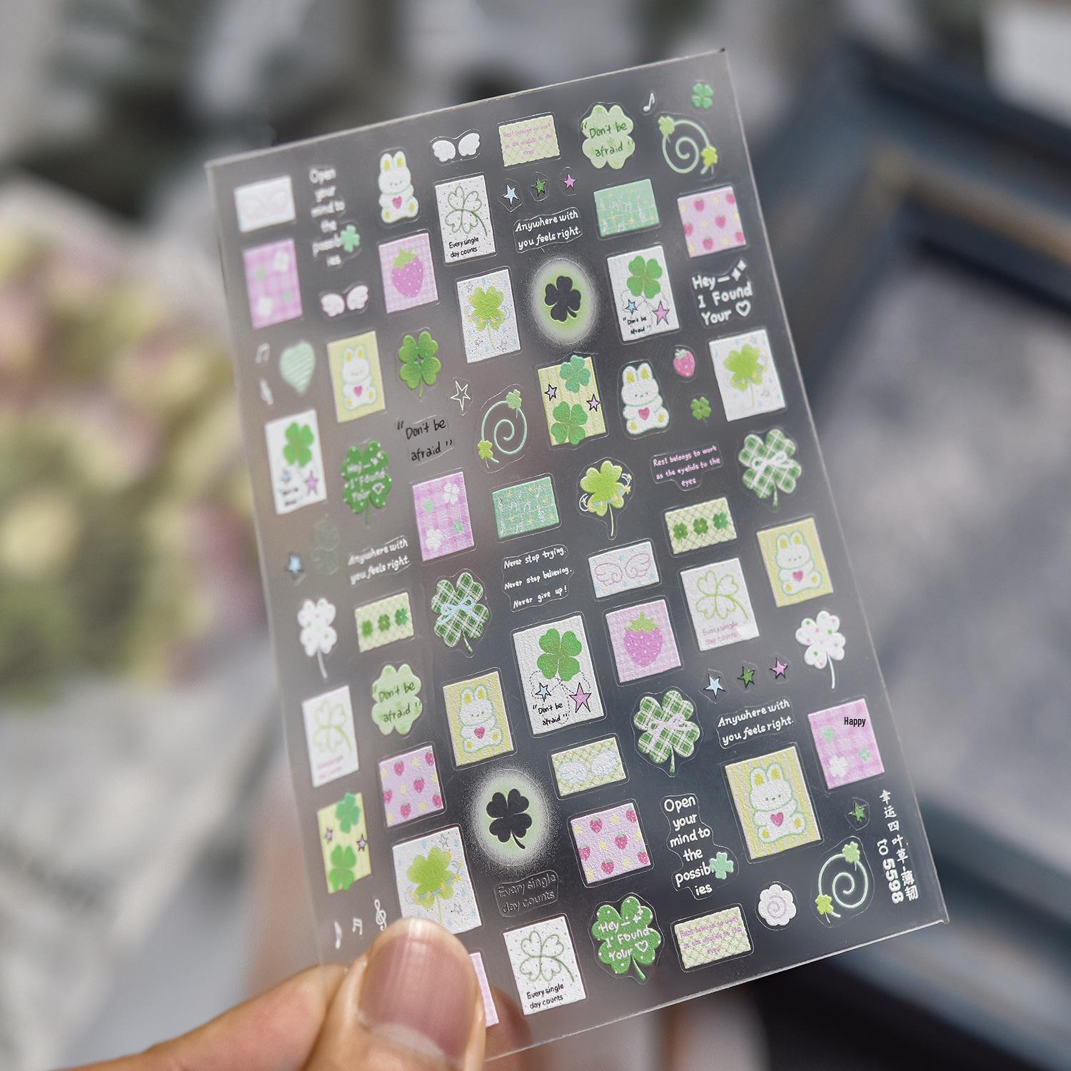 Tomoni Ultra-Thin Four-Leaf Clover Nail Stickers - Fresh Style, Flexible, and Seamless Nail Art.