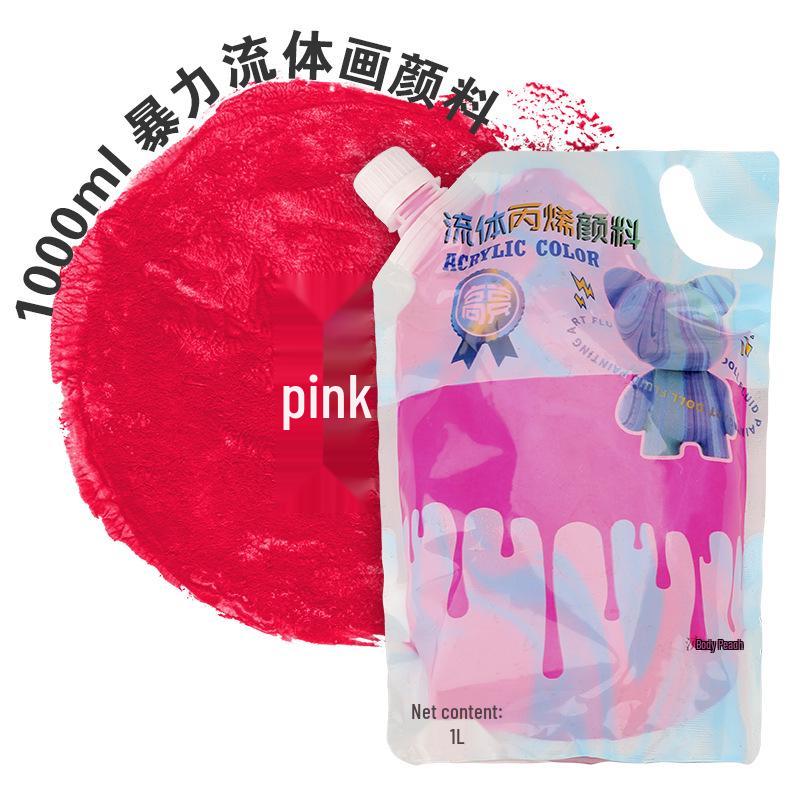 Large Capacity 1L Acrylic Fluid Art Paint for Hand-Painted DIY Projects 1L розовый
