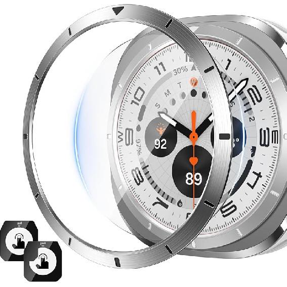 [2+1] Goton Metal Bezel for Samsung Galaxy Watch Ultra 47mm Screen Protector, Auto-Alignment Installation Kit Tempered Glass Screen Protector, Metal