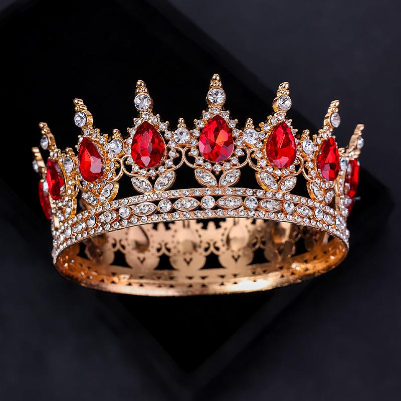 The Bride's Luxurious and Dazzling Tiara A Full Round Design  Princess Style Wedding Dress  Headwear  Flower Cake Decoration and Ornaments