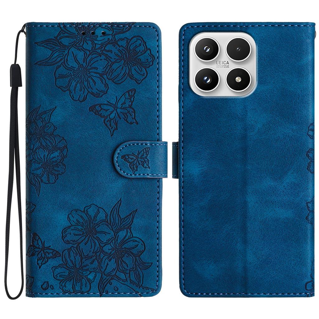 For Xiaomi 17 Case Butterfly Flower Pattern Skin-Touch Leather Phone Cover