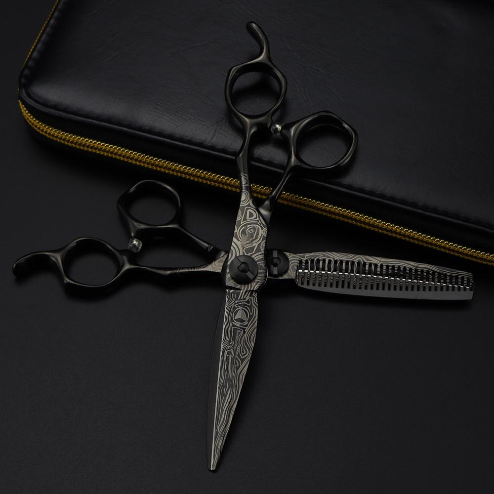 6 Inch Upscale Black Damascus Hair Scissors Haircut Thinning Barber Tools  Shears Hairdressing Scissors