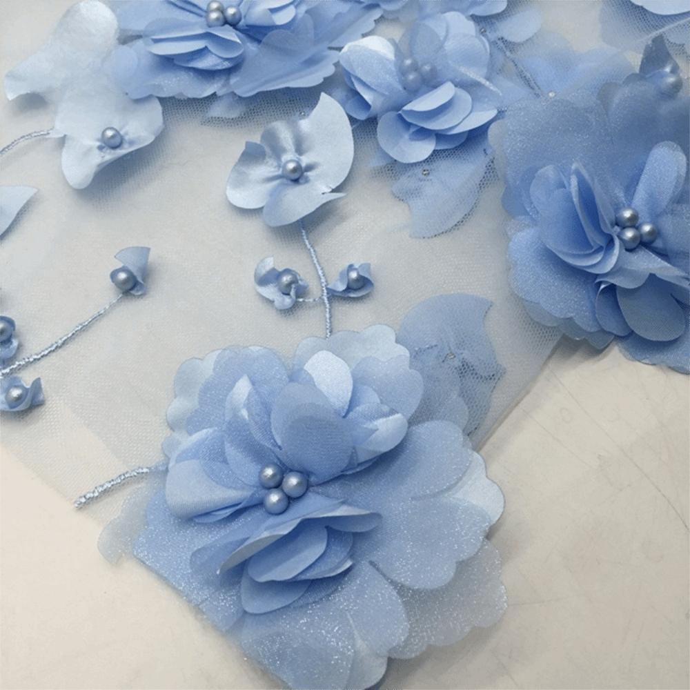 With Beads Embroidery Lace Fabric 140cm*1 Yard Clothing Sewing Fabric  Wedding Dress Applique