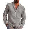 Men Shirt Solid Color Stand Collar Button Casual Spring Top for Daily Wear