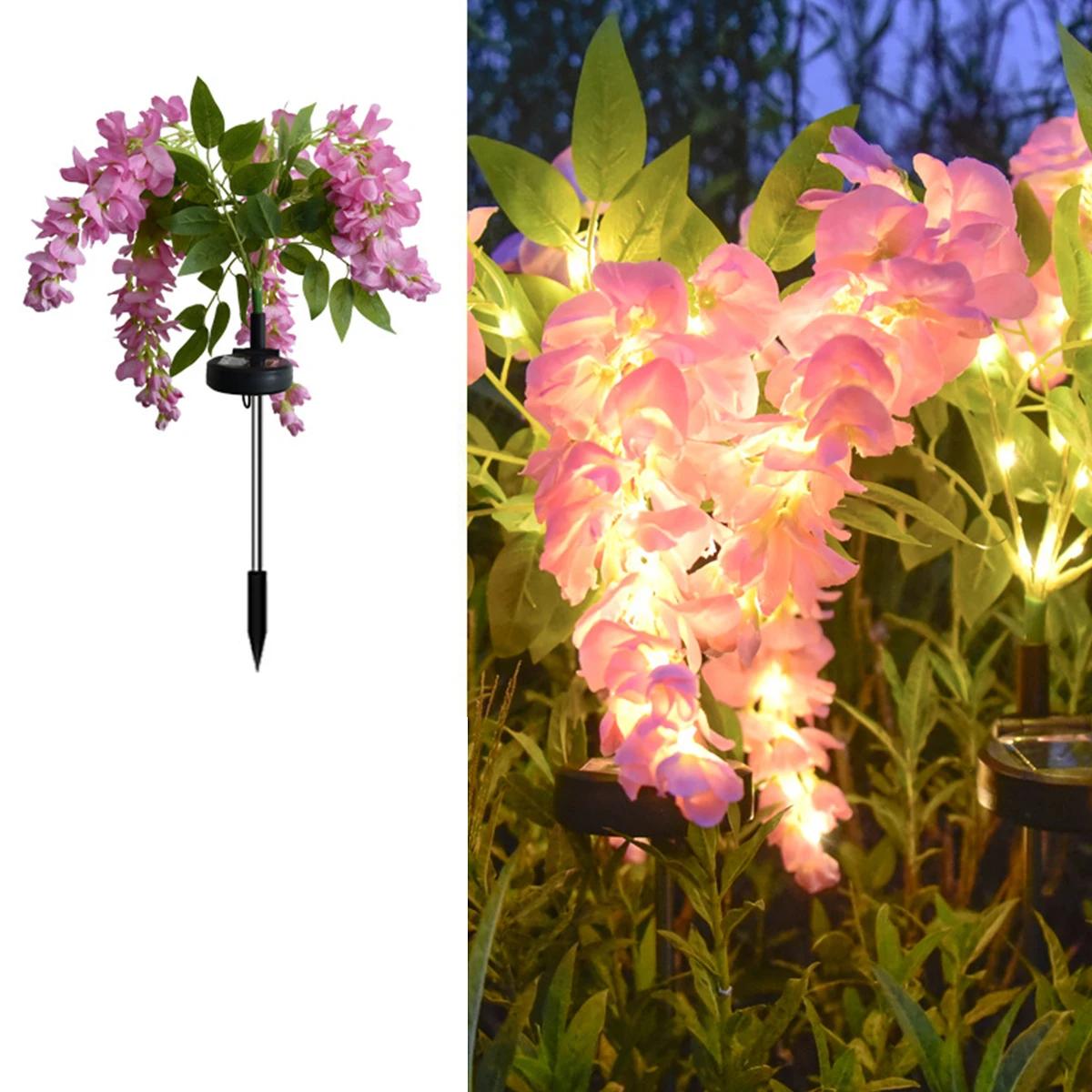 

Solar Powered Wisteria Flower Lamp Outdoor Waterproof Grounding Lamp for Garden Passage Lawn Patio Home Pathway Outdoor Decor