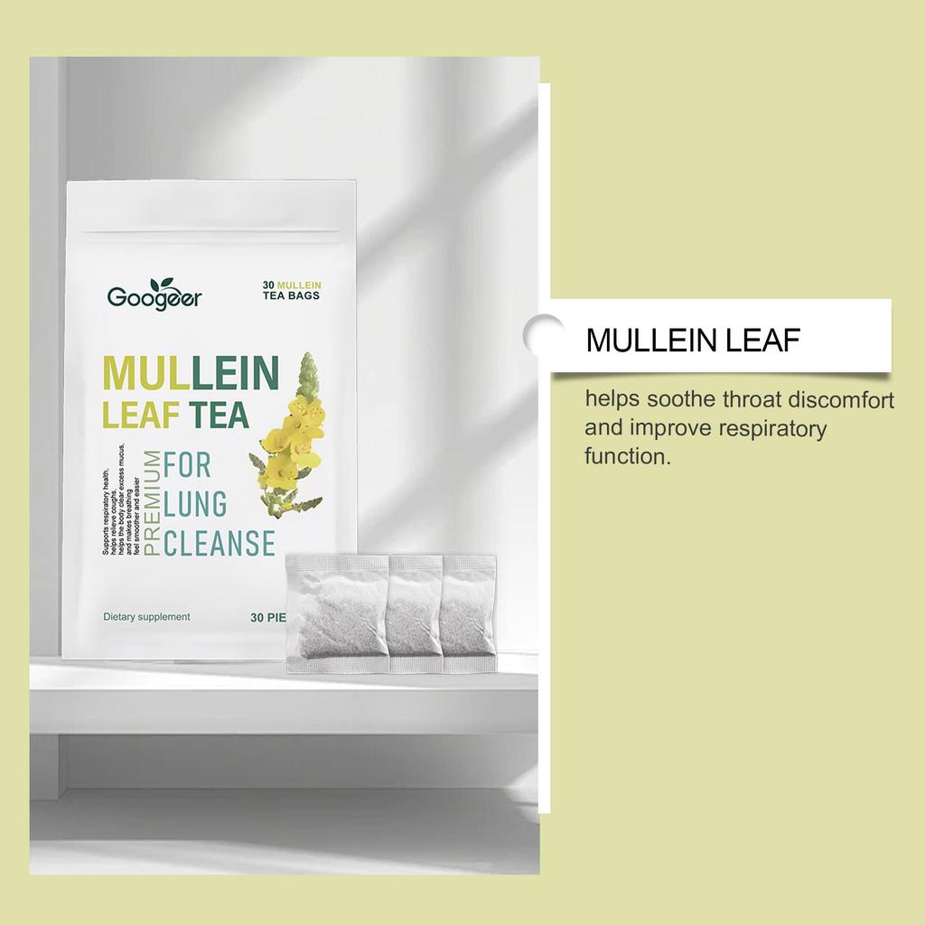 Premium Mullein Tea Bags, Supports Respiratory Health & Daily Wellness