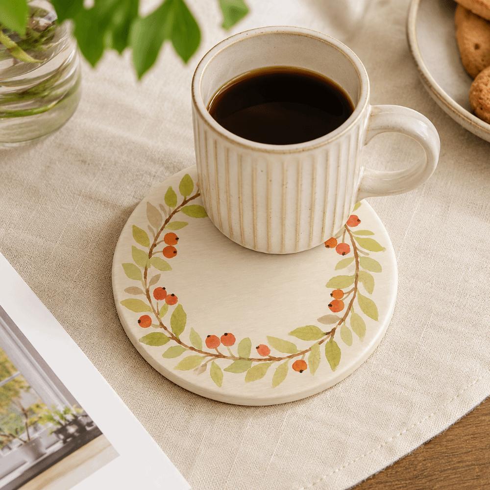 Round Diatom Coaster Flower Heat Resistant Pads Table Decoration Cup Mat Gifts