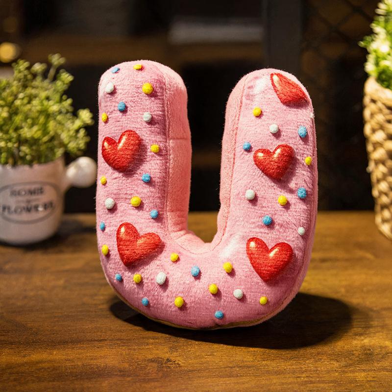 40cm Dessert Englische Buchstaben A bis Z Plüschkissen Gefüllt Bunt Ich Liebe Dich Dekokissen Rückenstütze Plüschtier Heimdeko Geschenk