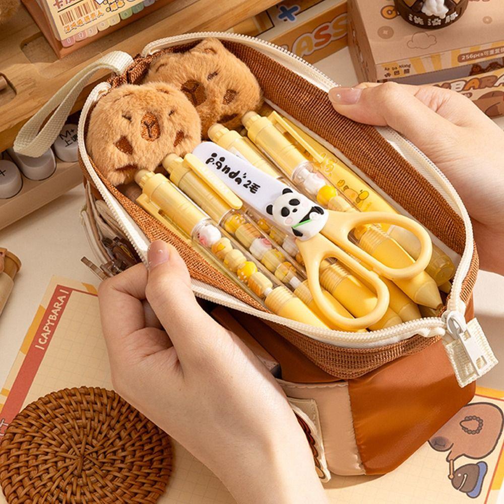 Multi Layer Pen Bag Handheld Design Stationery Bag Multifunctional Pencil Case  School Office