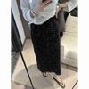 2025 High Waist Sequined Midi Skirt with Elastic Back Slit for Women