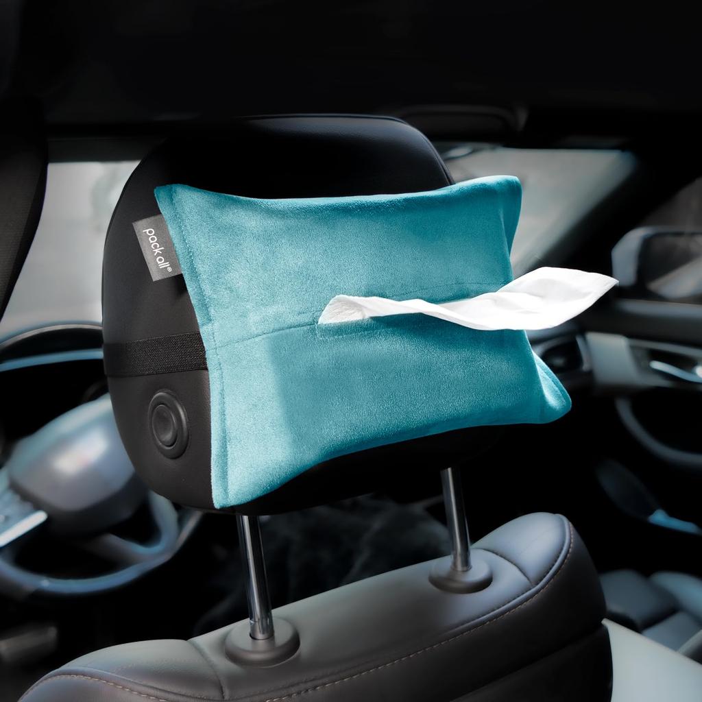 Pack All Tissue Car Tissue Suede Sun Car Tissue Box Case, Cover, Fabric, Visor, Headrest, Storage, (Lake Blue)
