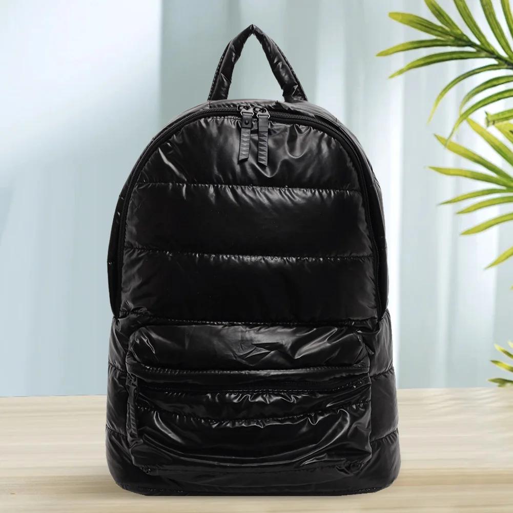 

Рюкзак-пуховик с несколькими карманами для женщин и мужчин, наплечная сумка, рюкзак с регулируемым ремешком для работы и путешествий чёрный