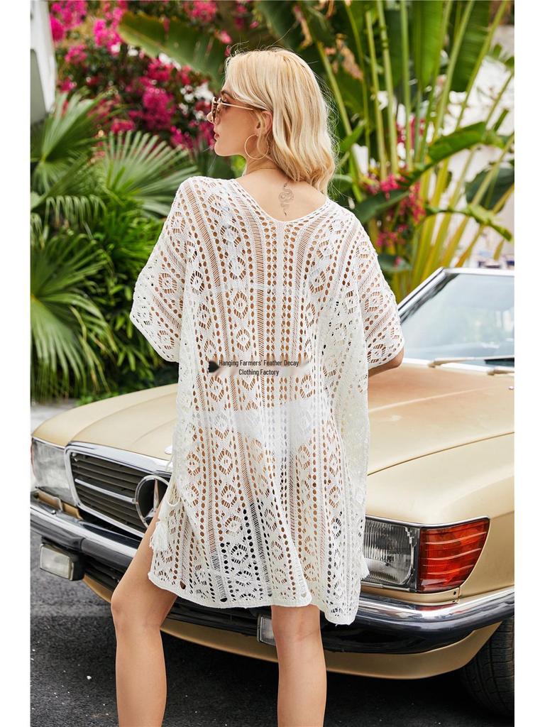 2023 Summer Women's Sun Protection Knit Beach Cover-Up Shirt