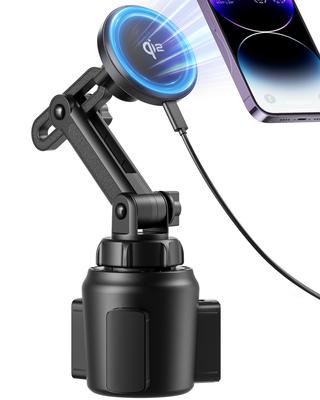 enGMOLPHY MagSafe Compatible Wireless Latest Qi2 Magnetic Car Magnetic Wireless Charging Cup Up To 15W Fast Adjustable Compatible with iPhone MagSafe