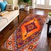 Boho Mandala Runner Rug Non-Slip, Vibrant Teal Magenta Medallion Floor Mat Washable, Exotic Decorative Rug for Hallway Decor