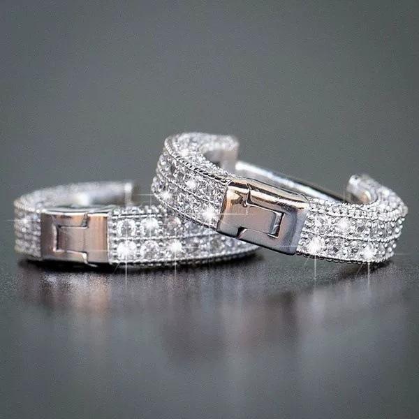 Hip Hop Fashion Green Cubic Zirconia Hoop Earrings For Women Men Circle Colorful Crystal CZ Party Jewelry Wholesale