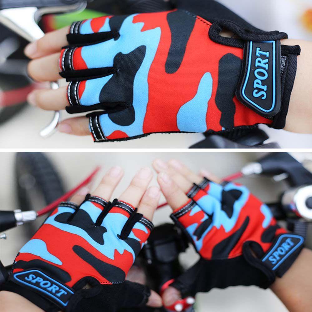 Skating Half Finger Golves Children Cycling Gloves Riding Equipment Camouflage Bike Mittens