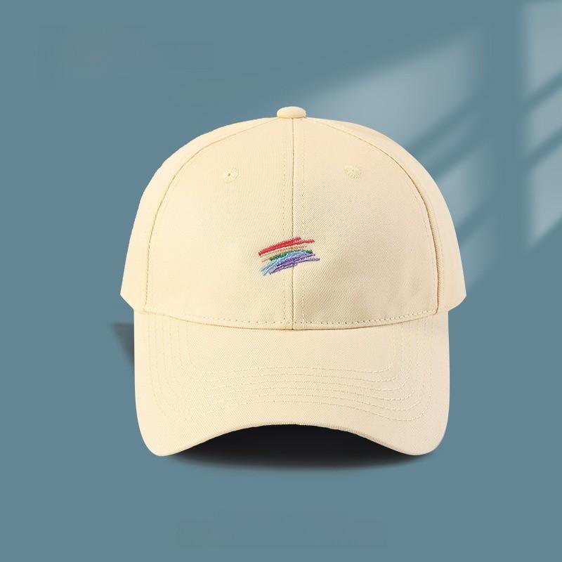

Cotton Baseball Cap With Line Pattern For Sun Protection Sunshade And Casual Style Lemon Yellow