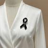 10 Piece Stylish Black Ribbon Badge For Cancer Awareness Programs And Formal Clothing Alloy Enamel Brooch Corsage Pin