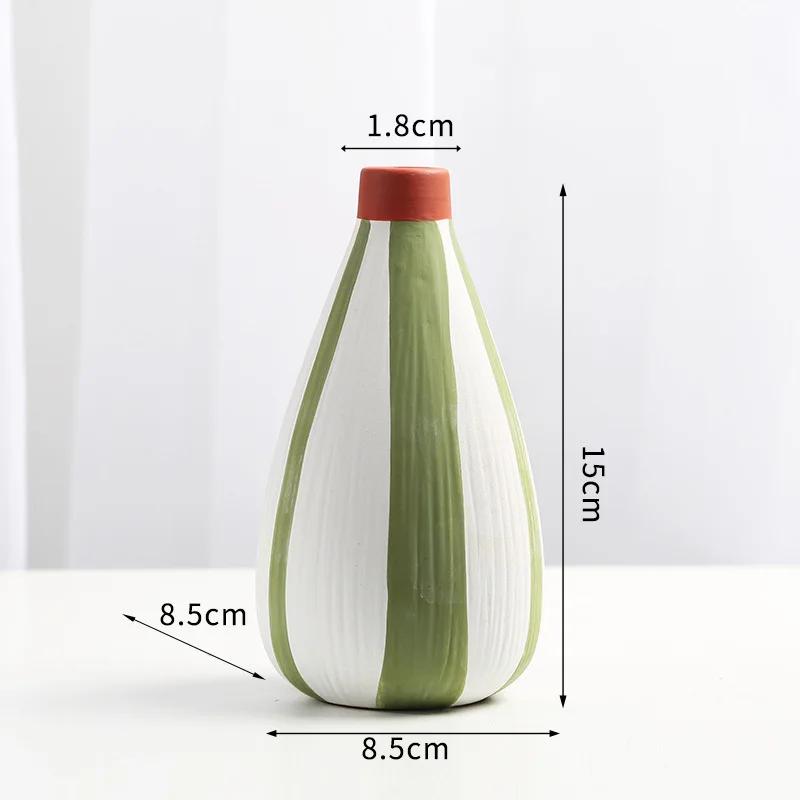 

Colorful Stripes Ceramic Vase Flower Pots Desk Decoration Flowers Arrangement Simplicity Porcelain Floral Vases Modern Decor