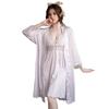 1011 New Ice Silk Sexy Pajamas Two-piece Set Women's Spring and Summer Long Sleeve Suspender Thin Loungewear with Chest Pad