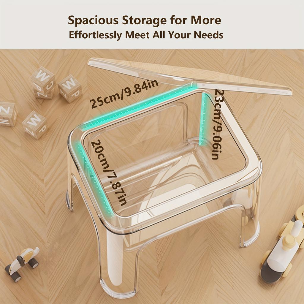 Multi-Functional Acrylic Storage Stool - Thickened PP Transparent for Living Room Bathroom Pet Supplies