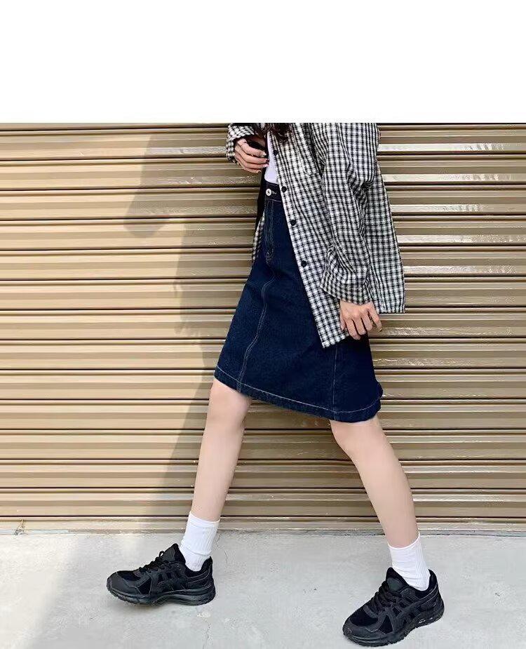 High-Waisted A-Line Denim Skirt: Women's Trendy 2024 Summer College Style