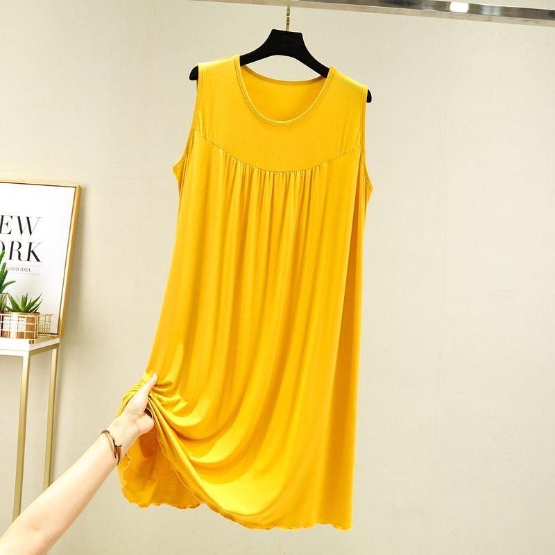 

Модальный Домашний Свободный Без рукавов Внутренний Однотонный Ночная сорочка Yellow XL (70.00 kg-85.00 kg recommended