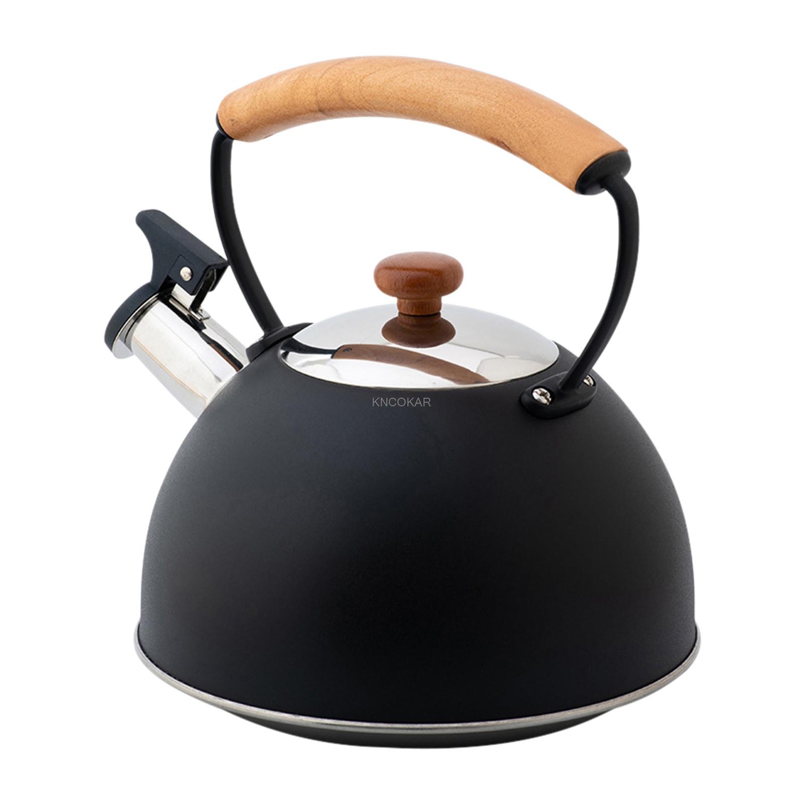 

2.5L Whistling Tea Kettle Vintage Stainless Steel Whistle Teapot With Wood Handle Exquisite Tea Pot For Kitchenware Stove Top чорний