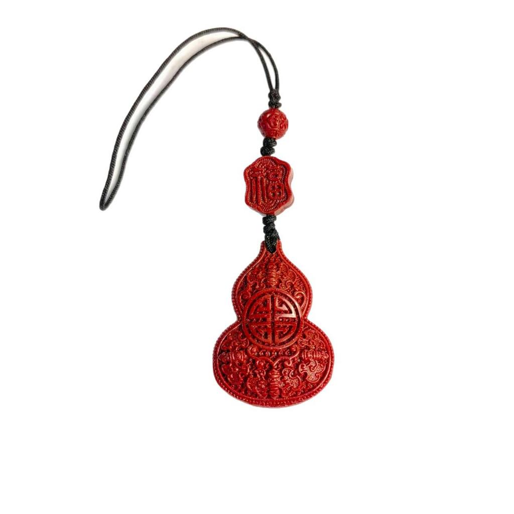 Chinese Purple Gold Sand Fu Mobile Phone Charm - Cinnabar Gourd Ruyi Pendant Key Ornament