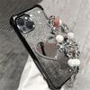 Bead Bracelet Shockproof Phone Case For Samsung S25 S24 S23 S22 S21 S20 FE Note 20 Ultra Plus Glitter Heart Mirror Silicon Cover