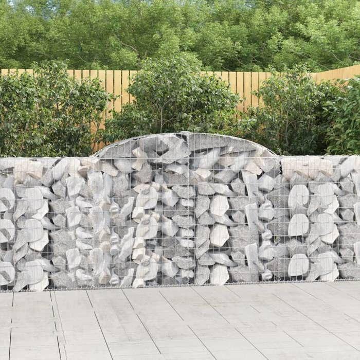 VidaXL Panier de Gabions Arqué, Cage à Gabion, Mur de Gabion, Panier à Pierre, Gabion pour Pierre Patio Extérieur, 153505