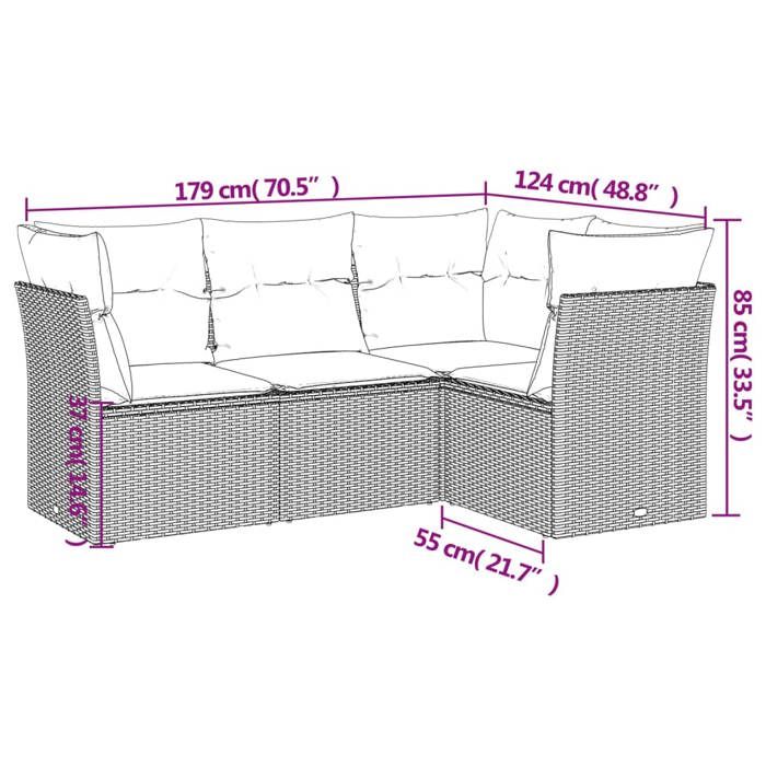 VidaXL Garden Lounge Set with Cushions 4 Pcs Beige Braided Resin 3217578