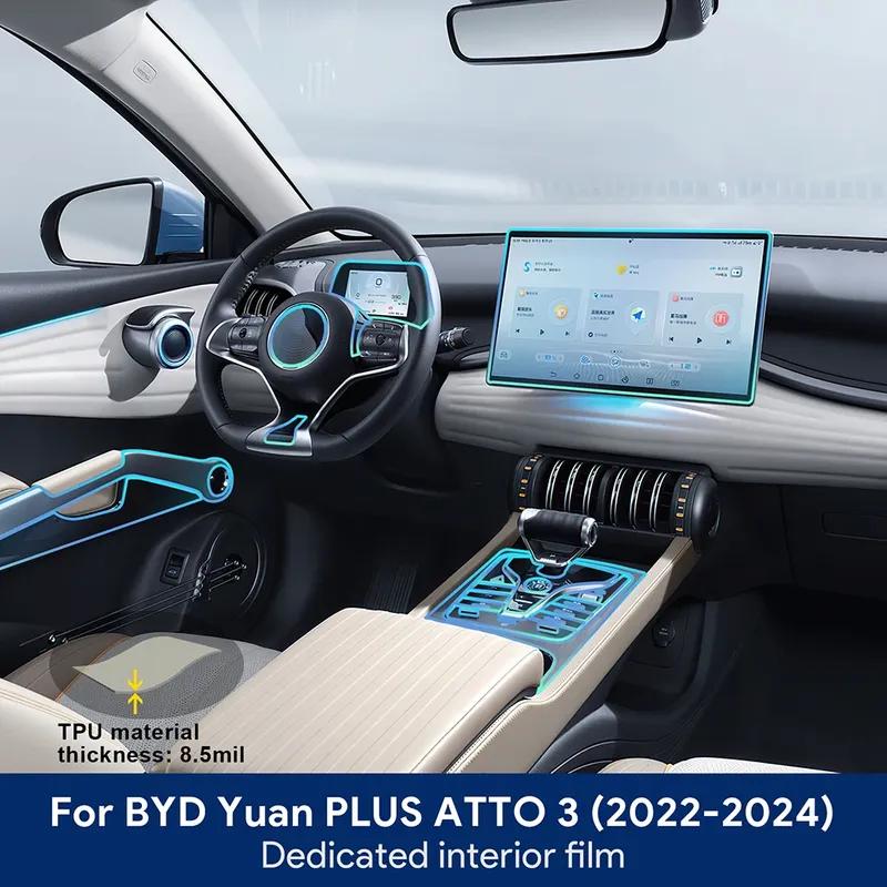For BYD Atto 3 Yuan Plus 2024 Car Interior Center Console Transparent TPU Protective Film Navigation Anti-scratch