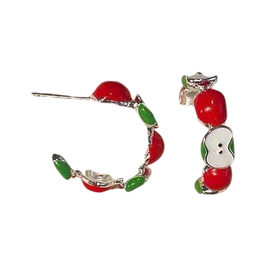 Elegant Apple Stud Earrings Accessory Crafted from High Quality Alloy with Sparkling Zircon for Fashionable Women