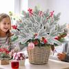 1/20PCS Christmas Pine Needle Branches Cypress Leaf Flock Pine Xmas Tree Artificial Fake Plant Wreath Ornament Snowy Twig Decor