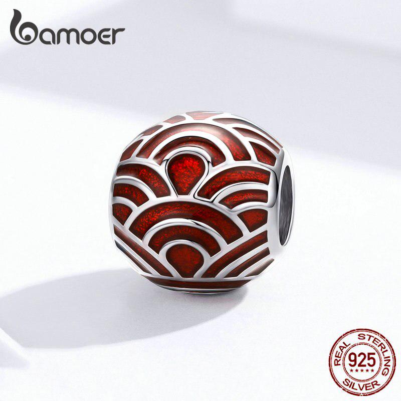 Bamoer 925 Sterling Silver Chinese Red Lantern Beads Lucky Charm Fit Original Bracelet Pendant