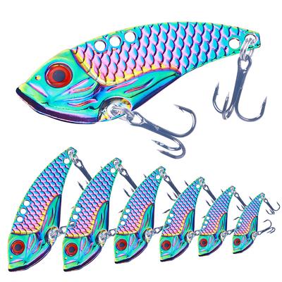 6 Pz/lotto Metallo VIB Esche 3g-20g Vibrazioni Cucchiaio Richiamo Pesce Esca Bass Artificiale Cicala Lure 3D Occhi esca Per La Pesca