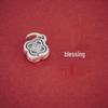 S999 Sterling Silver 3D Chinese Fu Character Pendant Charm for DIY Bracelets