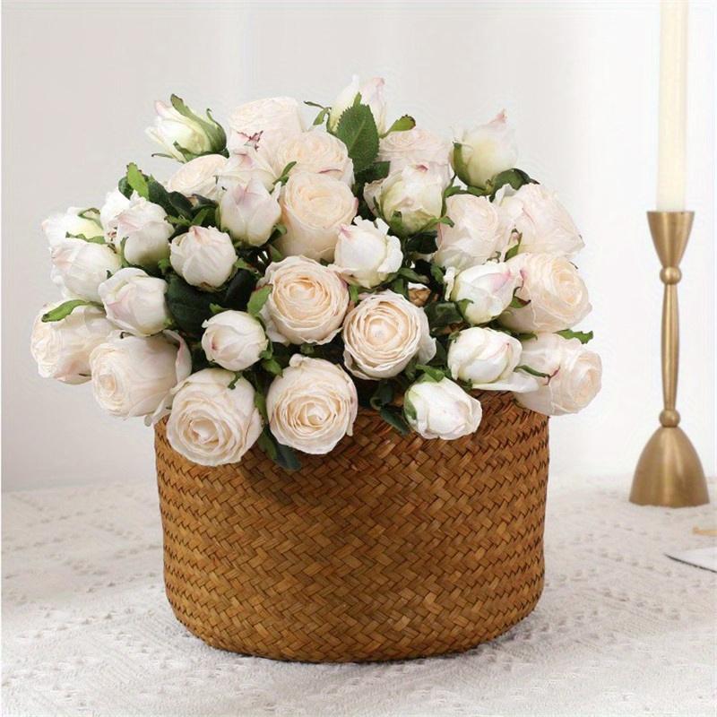 1Pc Multicolor Plastic 6-Stem Retro Burnt Edge Roses, Suitable for Wedding Party Decoration Home Decoration Potted Ornaments