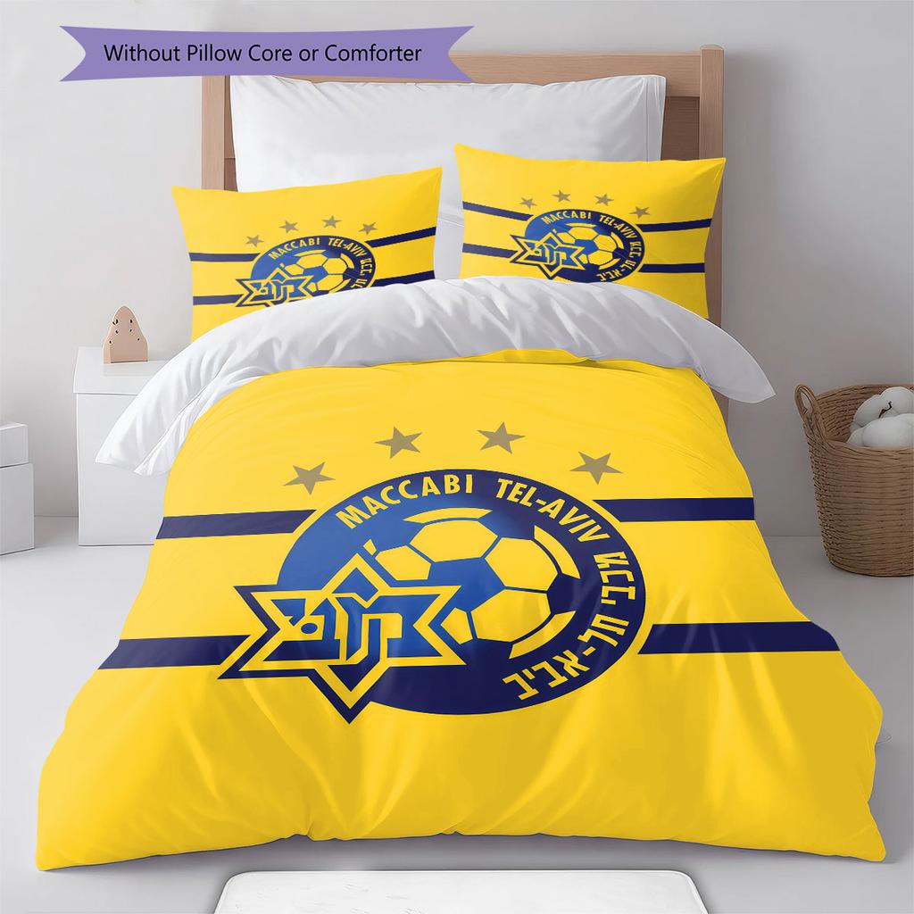 Maccabi Tel Aviv F.C Pattern Bedding,Quilt Set Quilt Cover Pillowcase Home Birthday Gift(1 * duvet cover + 2 * pillowcase, without core)