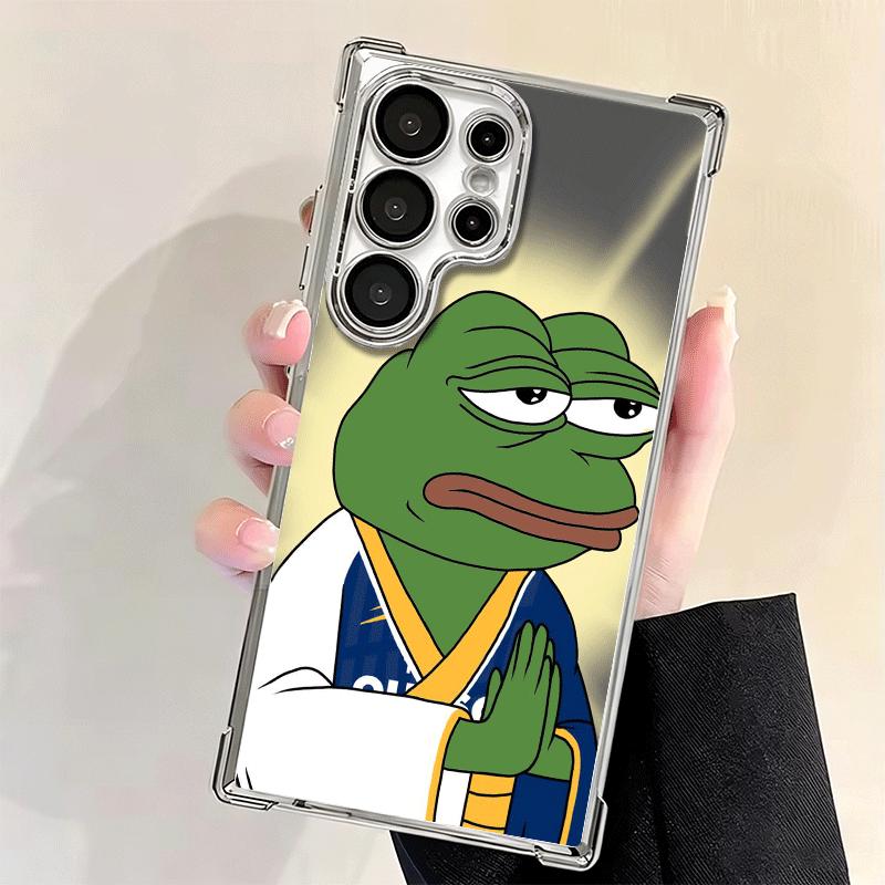 Funny Sad Forg P-Pepe Meme Plating Phone Case For Samsung Galaxy S24 S25 FE S26 Edge S23 Ultra S22 S21 Plus S20 Anti-Fall Airaba